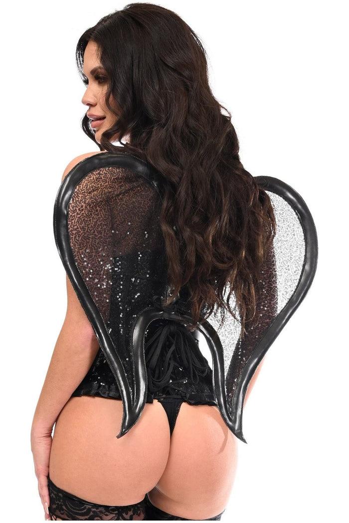 daisy beachwear Black Sequin Angel Wings Body Harness