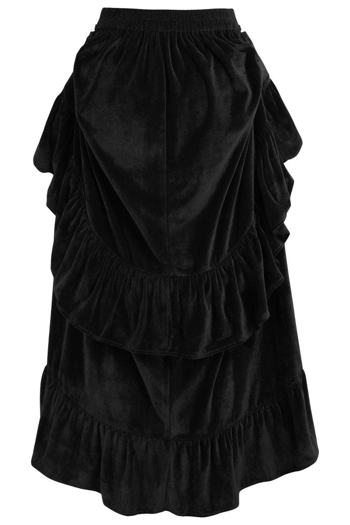 Daisy Beachwear Black Velvet Adjustable High Low Bustle Skirt