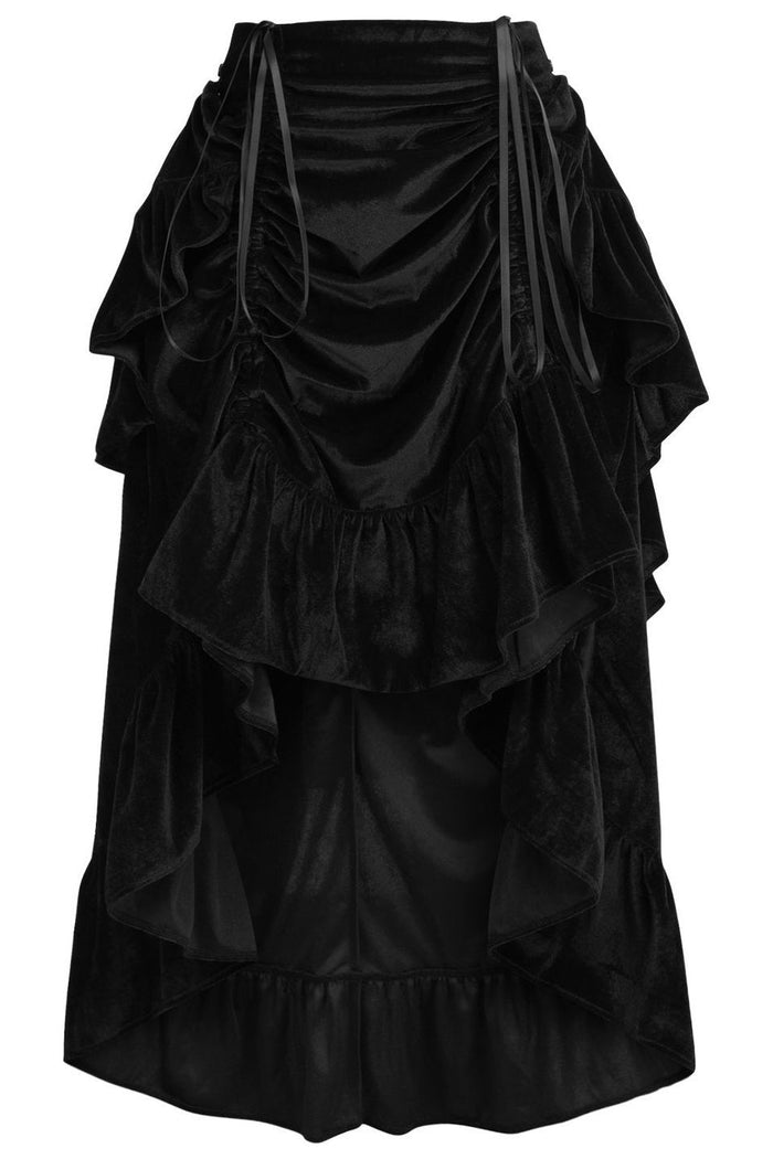 daisy beachwear Black Velvet Adjustable High Low Bustle Skirt