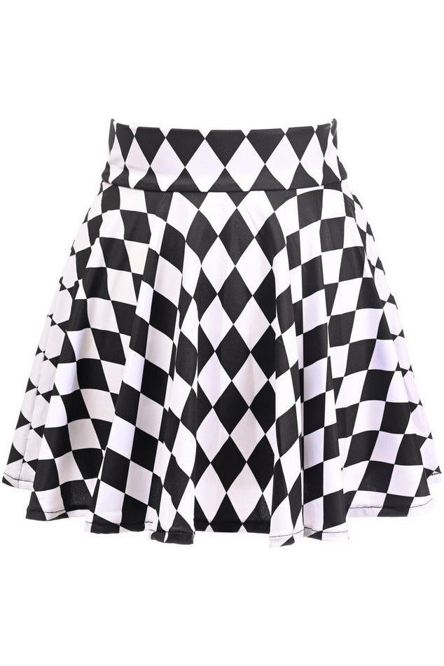 daisy beachwear Black/White Diamond Print Stretch Lycra Skirt