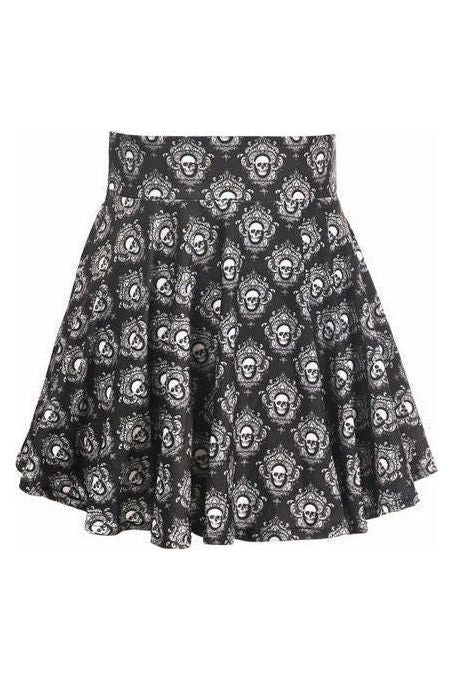 daisy beachwear Black & White Skulls Stretch Lycra Skirt