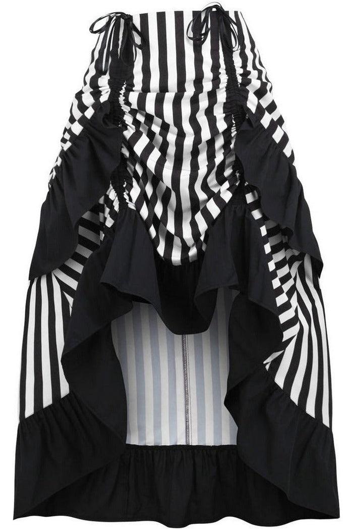 daisy beachwear Black/White Stripe Adjustable High Low Skirt