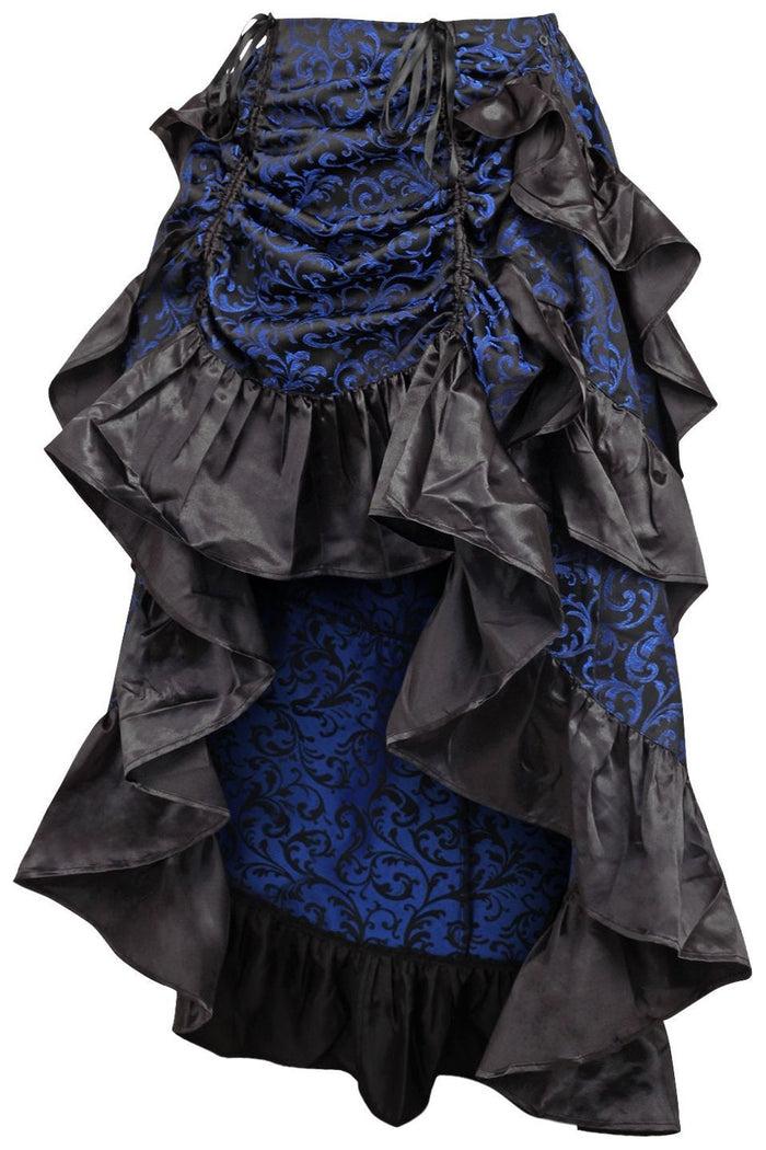 Daisy Beachwear Blue/Black Brocade Adjustable High Low Bustle Skirt