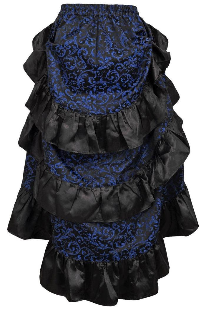 Daisy Beachwear Blue/Black Brocade Adjustable High Low Bustle Skirt