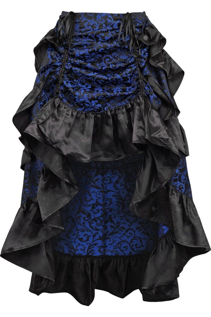 daisy beachwear Blue/Black Brocade Adjustable High Low Bustle Skirt