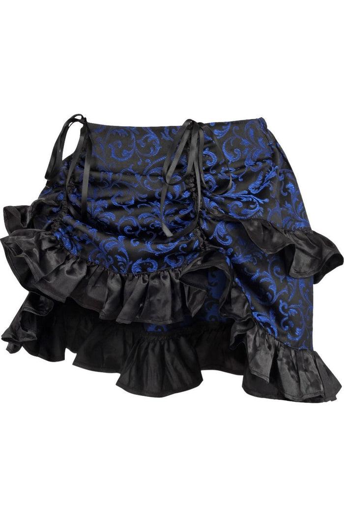 Daisy Beachwear Blue/Black Brocade Ruched Bustle Skirt
