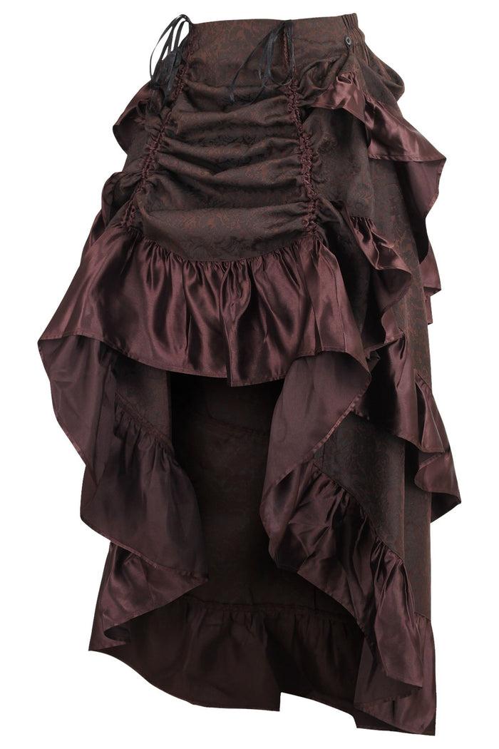 Daisy Beachwear Brown Brocade Adjustable High Low Bustle Skirt