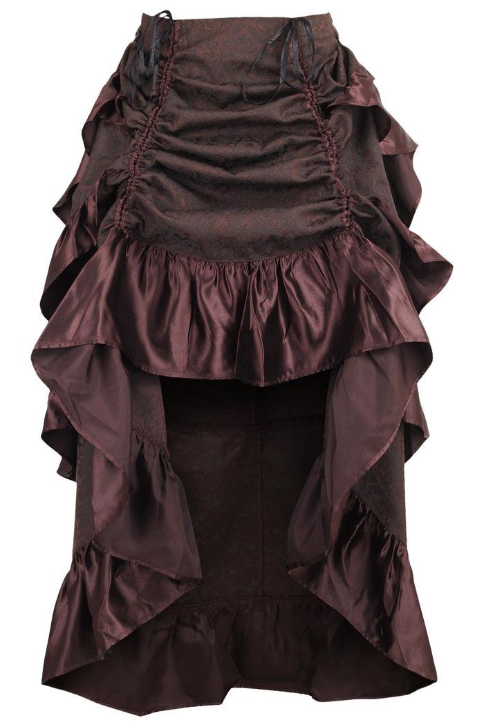 daisy beachwear Brown Brocade Adjustable High Low Bustle Skirt