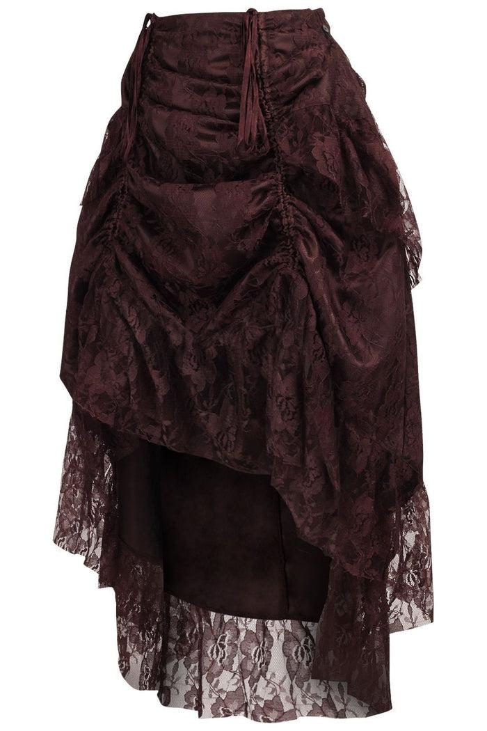 Daisy Beachwear Brown Lace Adjustable High Low Bustle Skirt