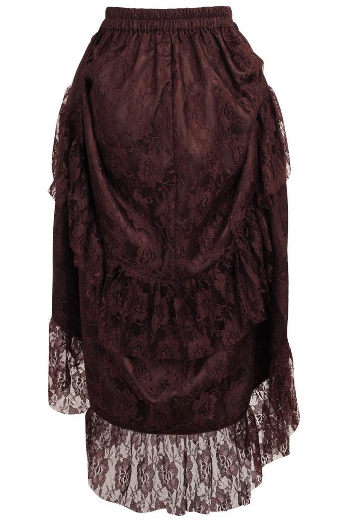 Daisy Beachwear Brown Lace Adjustable High Low Bustle Skirt