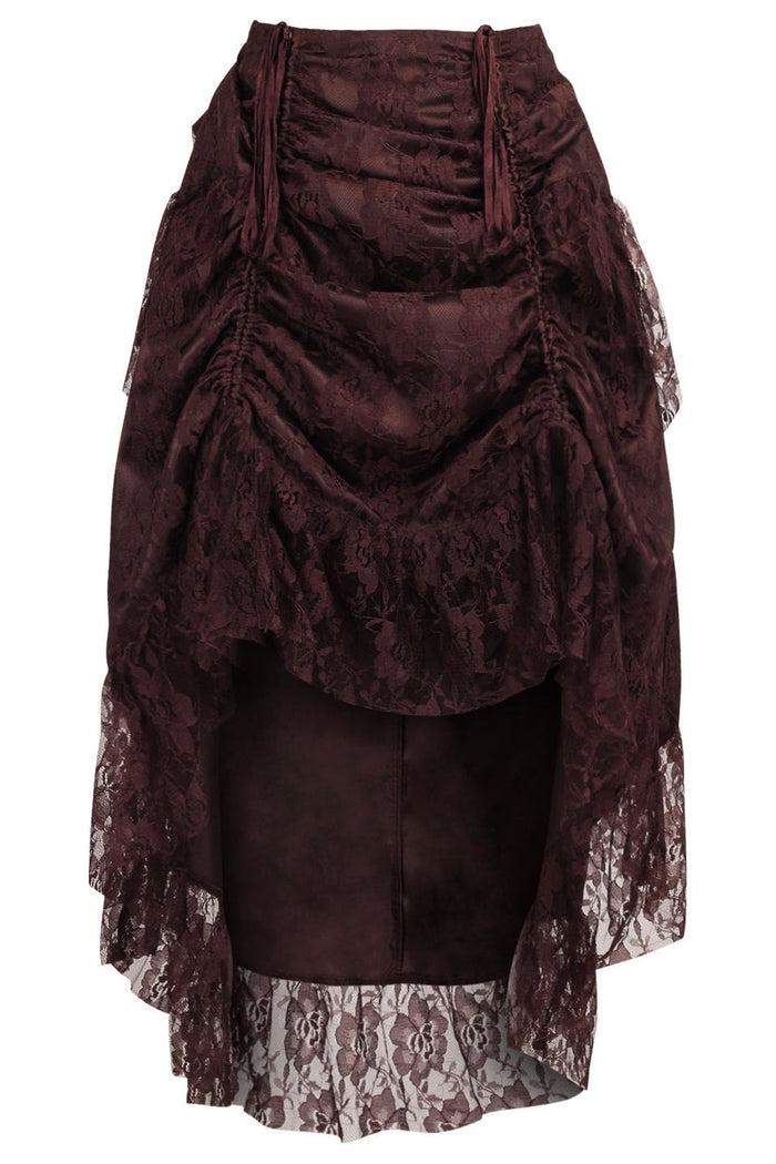 daisy beachwear Brown Lace Adjustable High Low Bustle Skirt