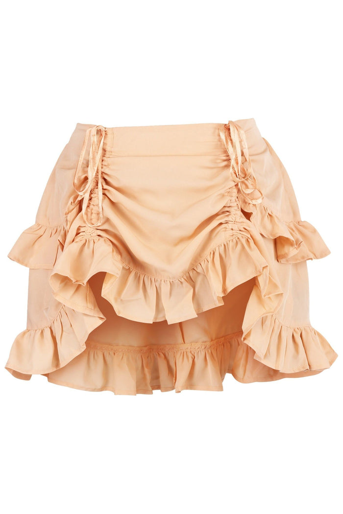daisy beachwear Beige Crepe Ruched Bustle Skirt