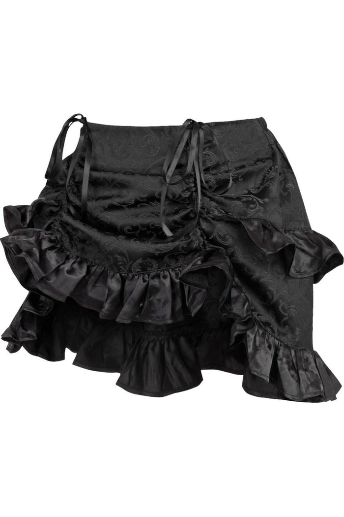 Daisy Beachwear Black Brocade Ruched Bustle Skirt