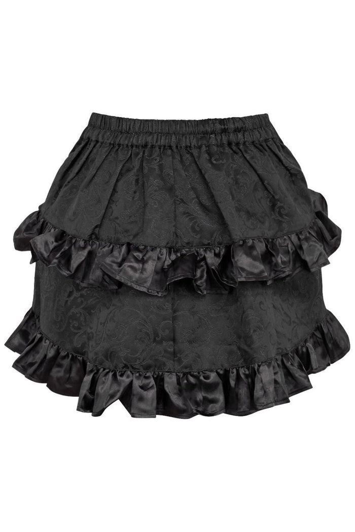 Daisy Beachwear Black Brocade Ruched Bustle Skirt