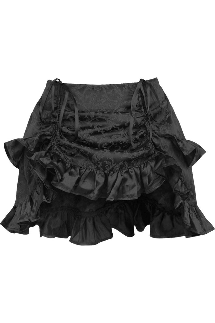 daisy beachwear Black Brocade Ruched Bustle Skirt
