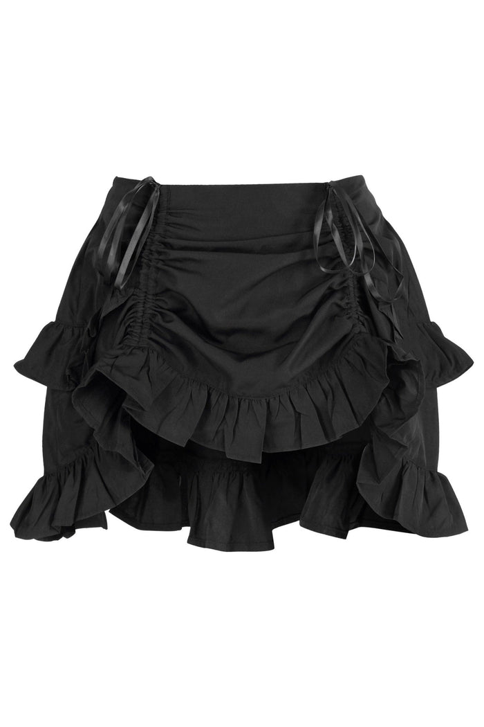 daisy beachwear Black Crepe Ruched Bustle Skirt