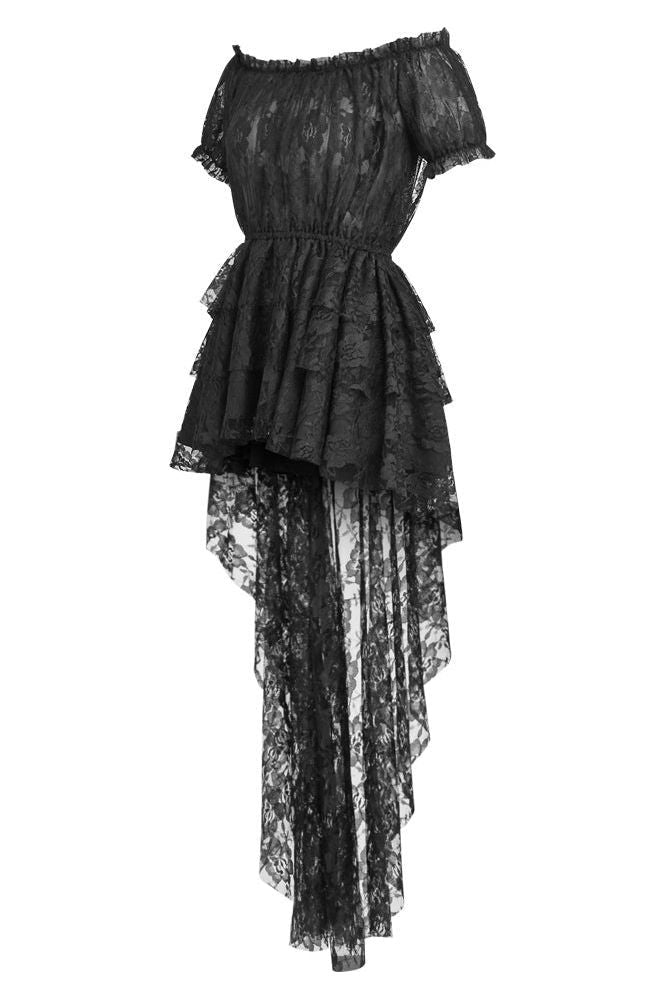 Daisy Beachwear Black High Low Lace Dress