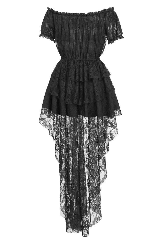 Daisy Beachwear Black High Low Lace Dress