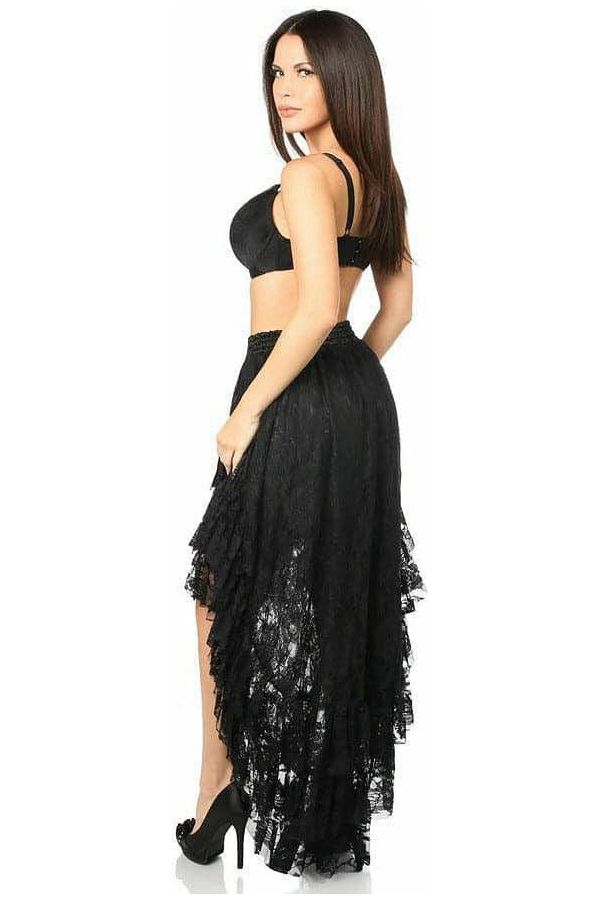 Daisy Beachwear Black High Low Lace Skirt
