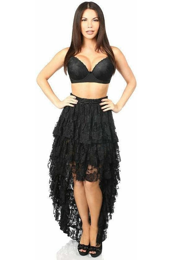 daisy beachwear Black High Low Lace Skirt