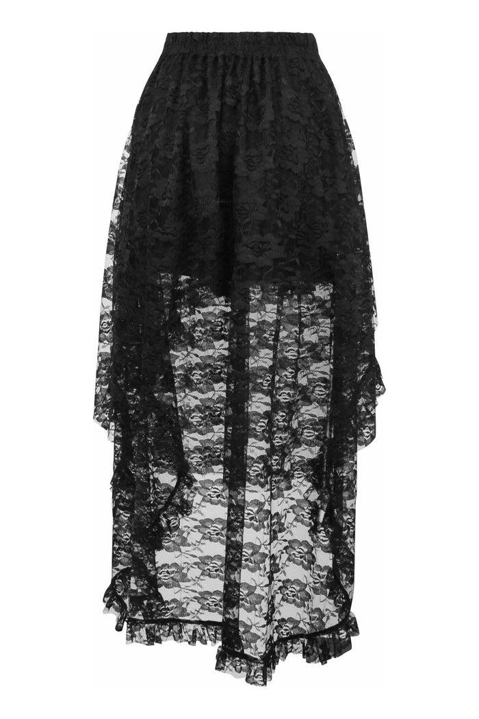 Daisy Beachwear Black Lace Hi Low Skirt