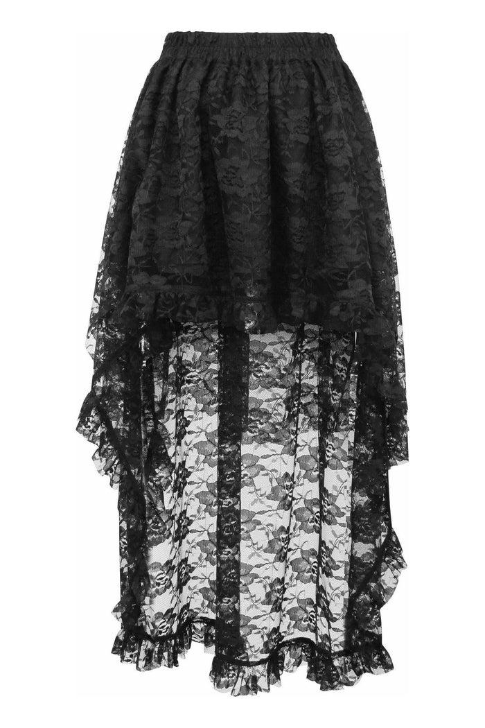 daisy beachwear Black Lace Hi Low Skirt