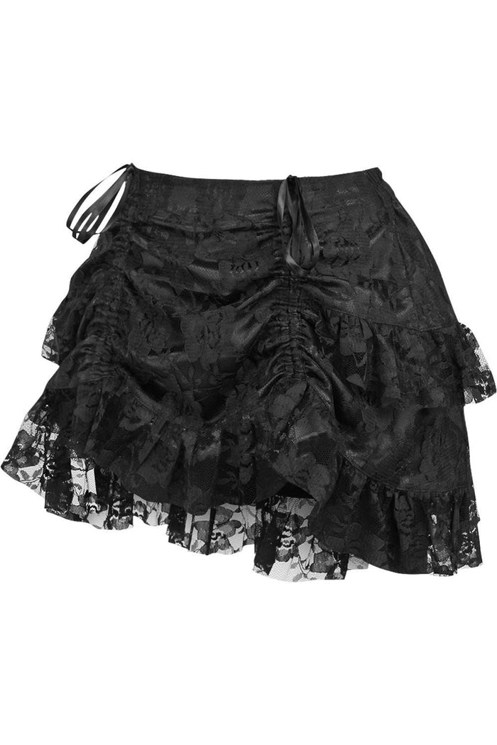 Daisy Beachwear Black Lace Ruched Bustle Skirt