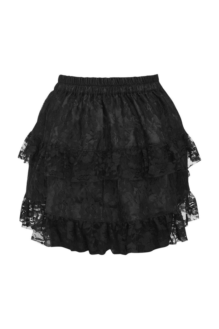 Daisy Beachwear Black Lace Ruched Bustle Skirt