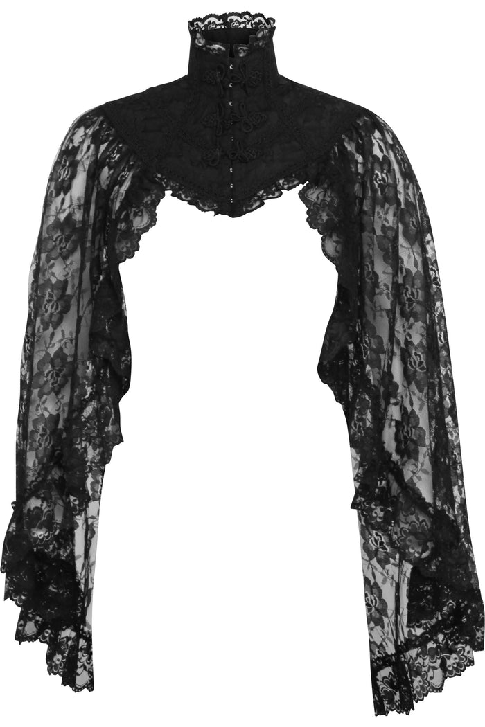 daisy beachwear Black Lace Sleeved Bolero Jacket