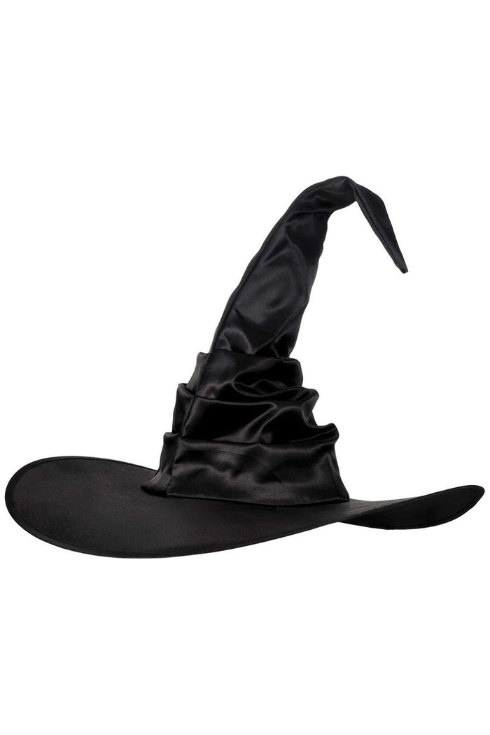 daisy beachwear Black Satin Ruched Witch Hat