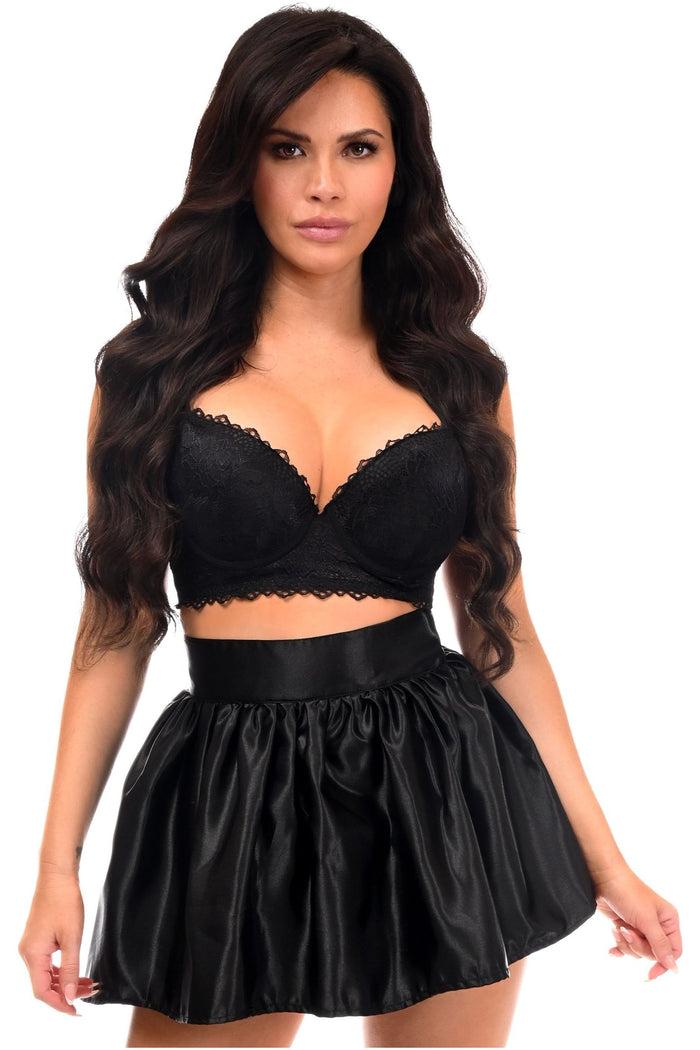 daisy beachwear Black Satin Skirt
