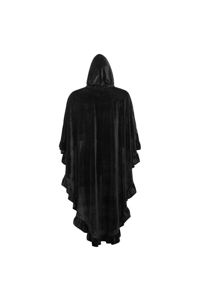 Daisy Beachwear Black Velvet Hooded Ruffle Cape