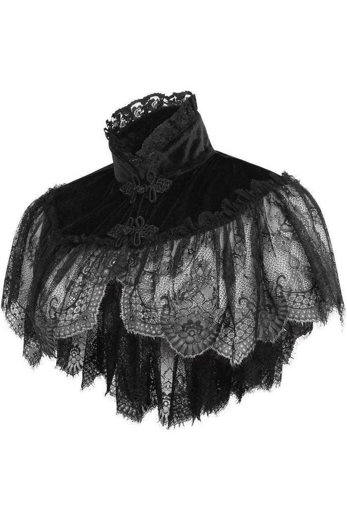 Daisy Beachwear Black Velvet & Lace Capelet