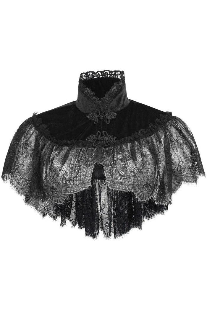 daisy beachwear Black Velvet & Lace Capelet