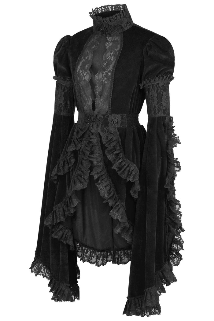 Daisy Beachwear Black Velvet & Lace Ruffled Jacket