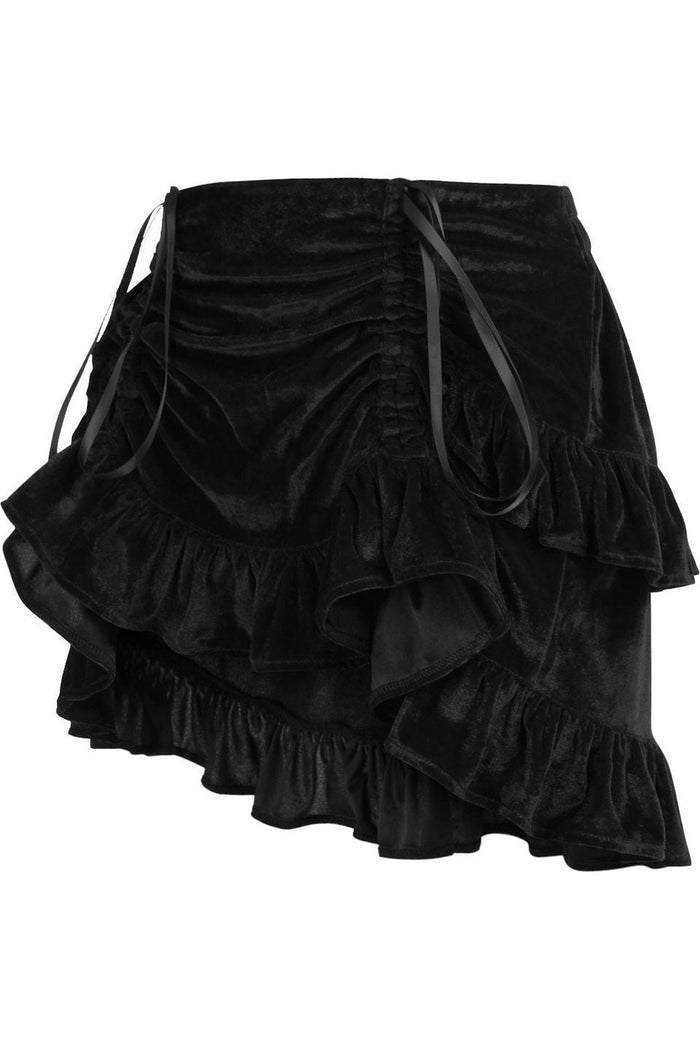 Daisy Beachwear Black Velvet Ruched Bustle Skirt