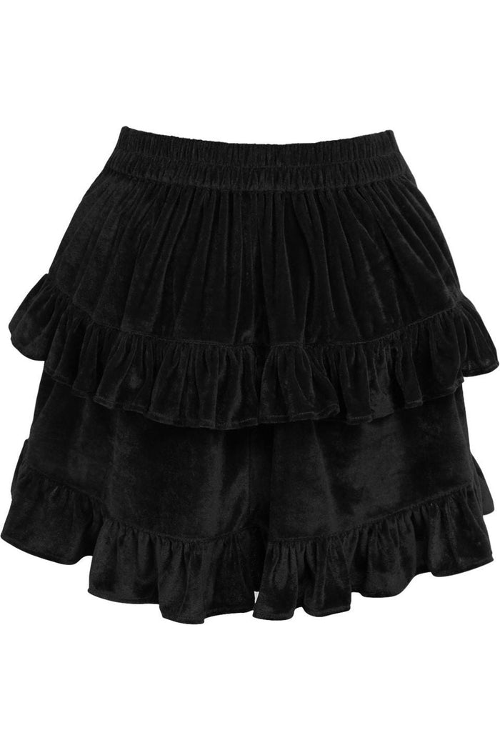 Daisy Beachwear Black Velvet Ruched Bustle Skirt