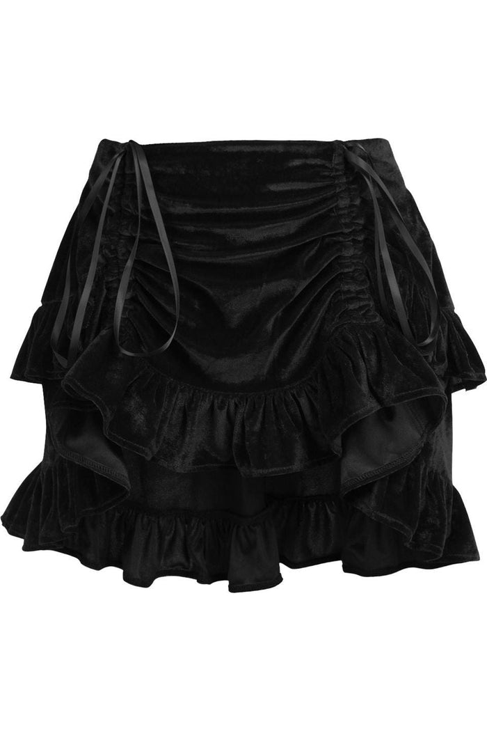daisy beachwear Black Velvet Ruched Bustle Skirt