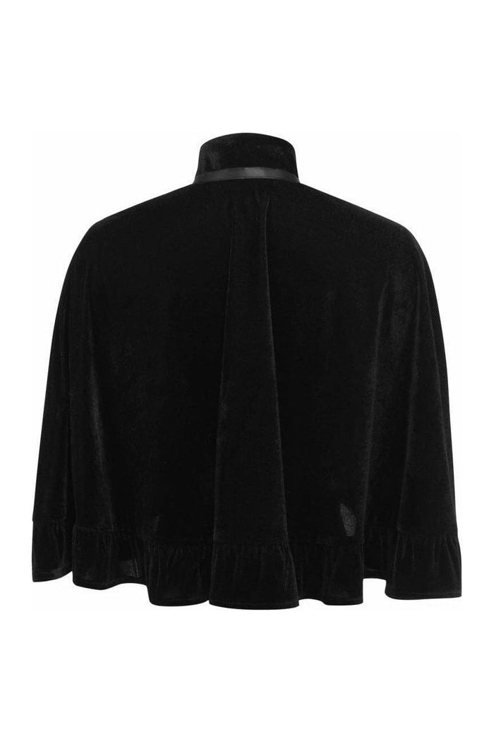 Daisy Beachwear Black Velvet Ruffle Cape