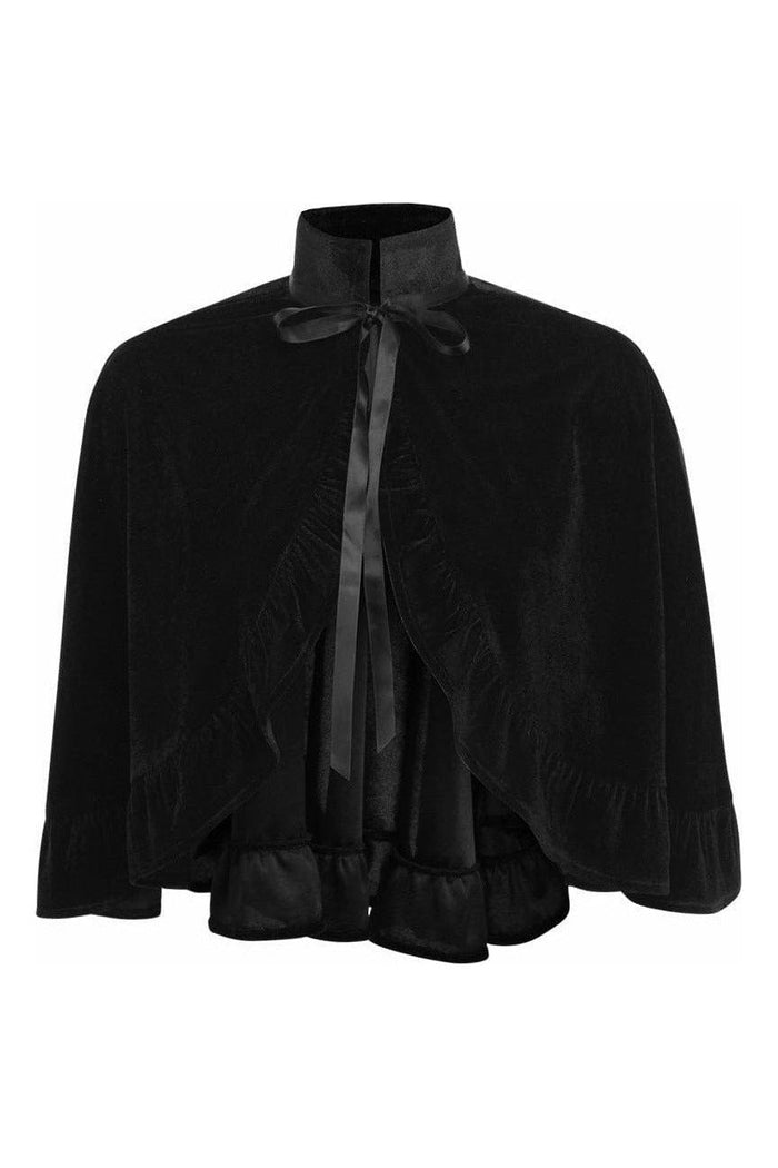 daisy beachwear Black Velvet Ruffle Cape