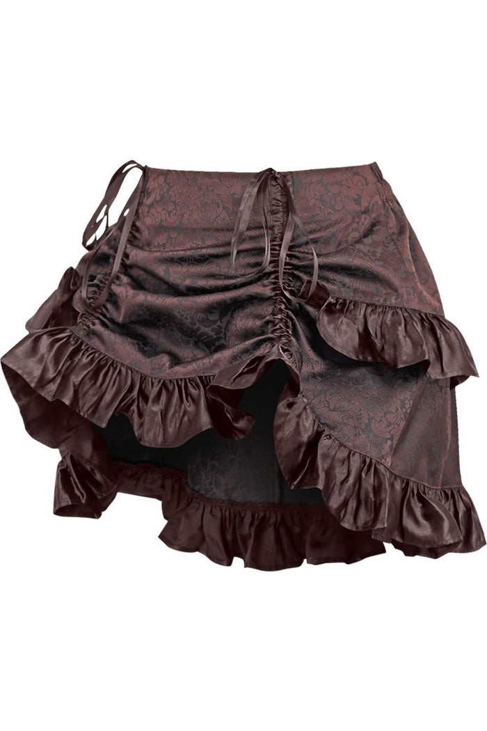 Daisy Beachwear Brown Brocade Ruched Bustle Skirt