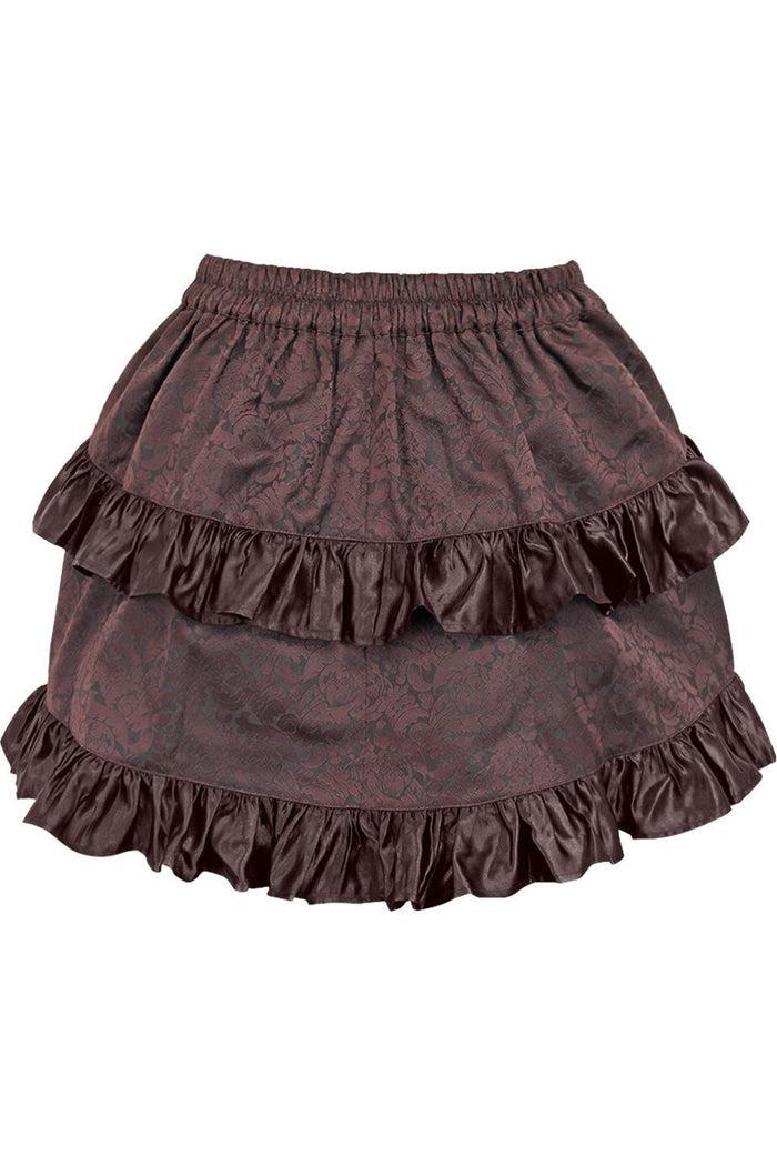 Daisy Beachwear Brown Brocade Ruched Bustle Skirt