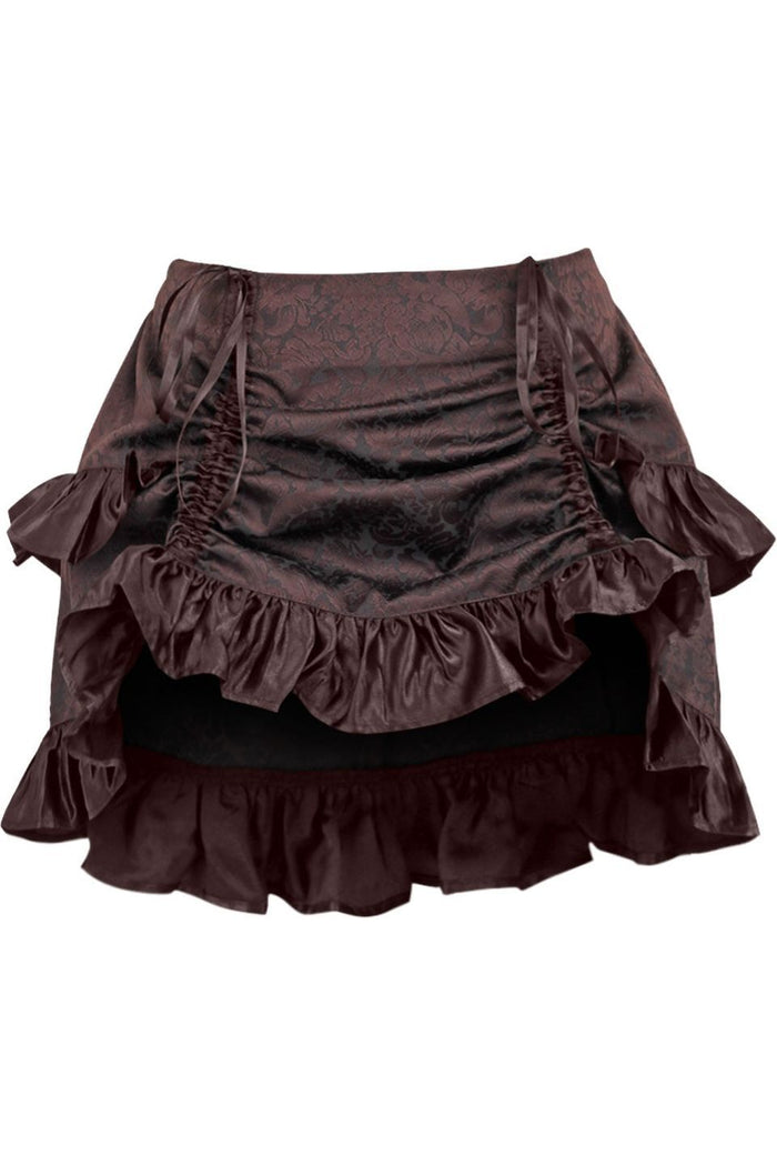 daisy beachwear Brown Brocade Ruched Bustle Skirt