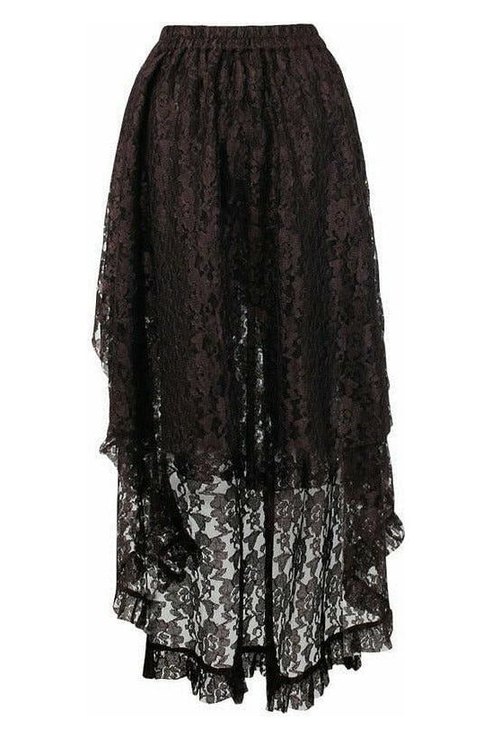 Daisy Beachwear Brown Lace Hi Low Skirt