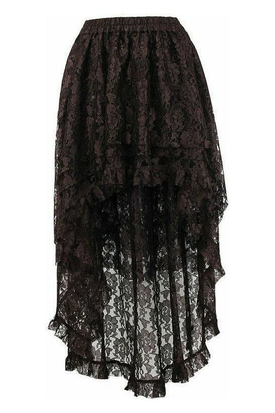 daisy beachwear Brown Lace Hi Low Skirt