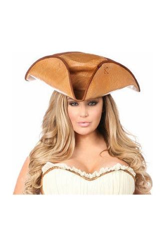 daisy beachwear Camel Faux Leather Pirate Hat