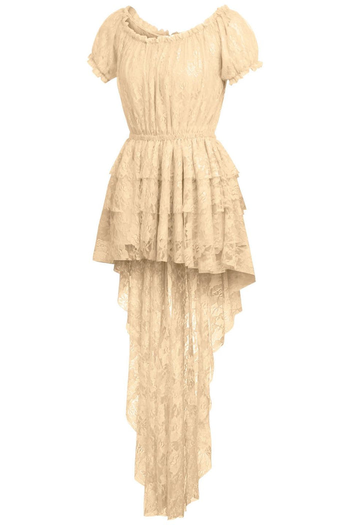 Daisy Beachwear Cream High Low Lace Dress