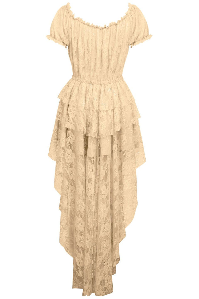 Daisy Beachwear Cream High Low Lace Dress