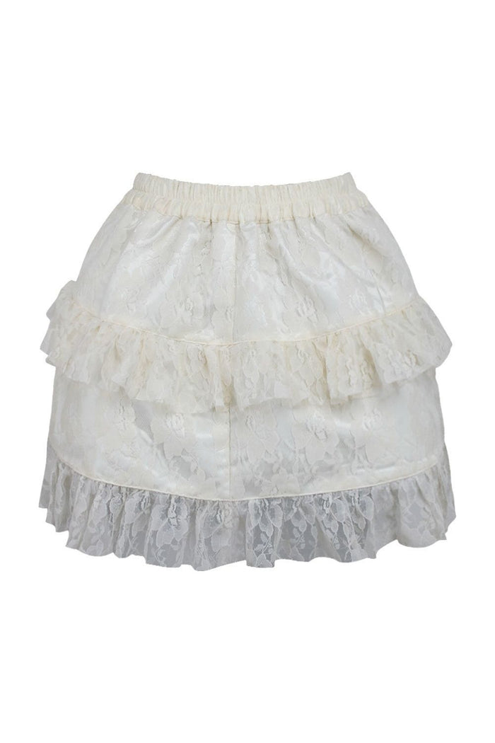 Daisy Beachwear Cream Lace Ruched Bustle Skirt