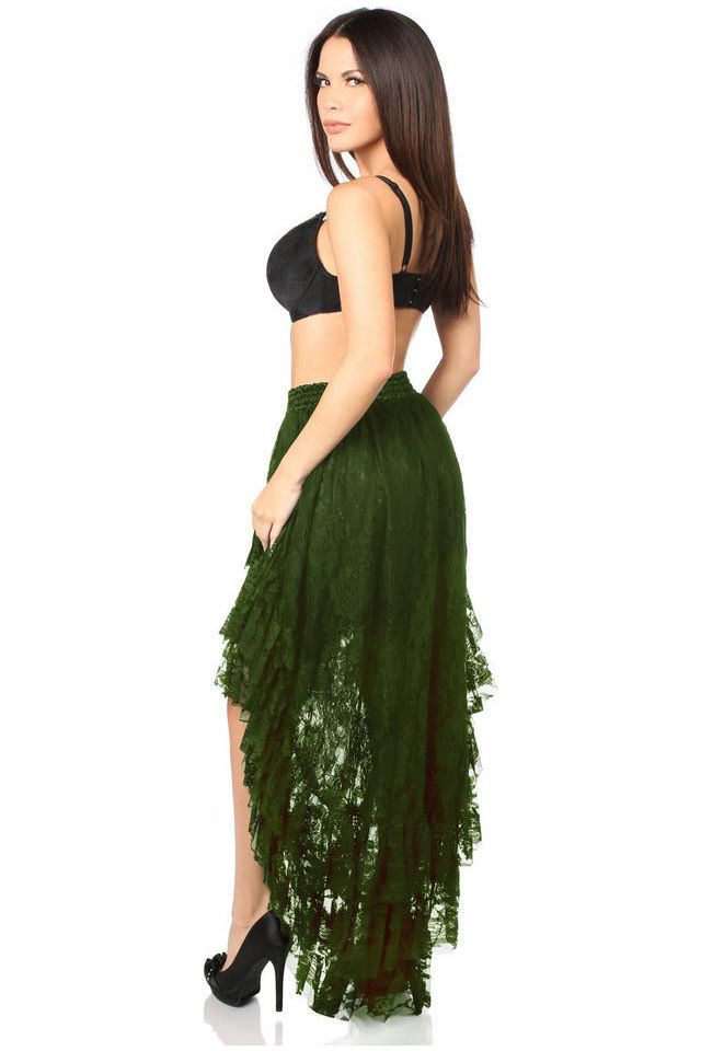 Daisy Beachwear Dark Green High Low Lace Skirt